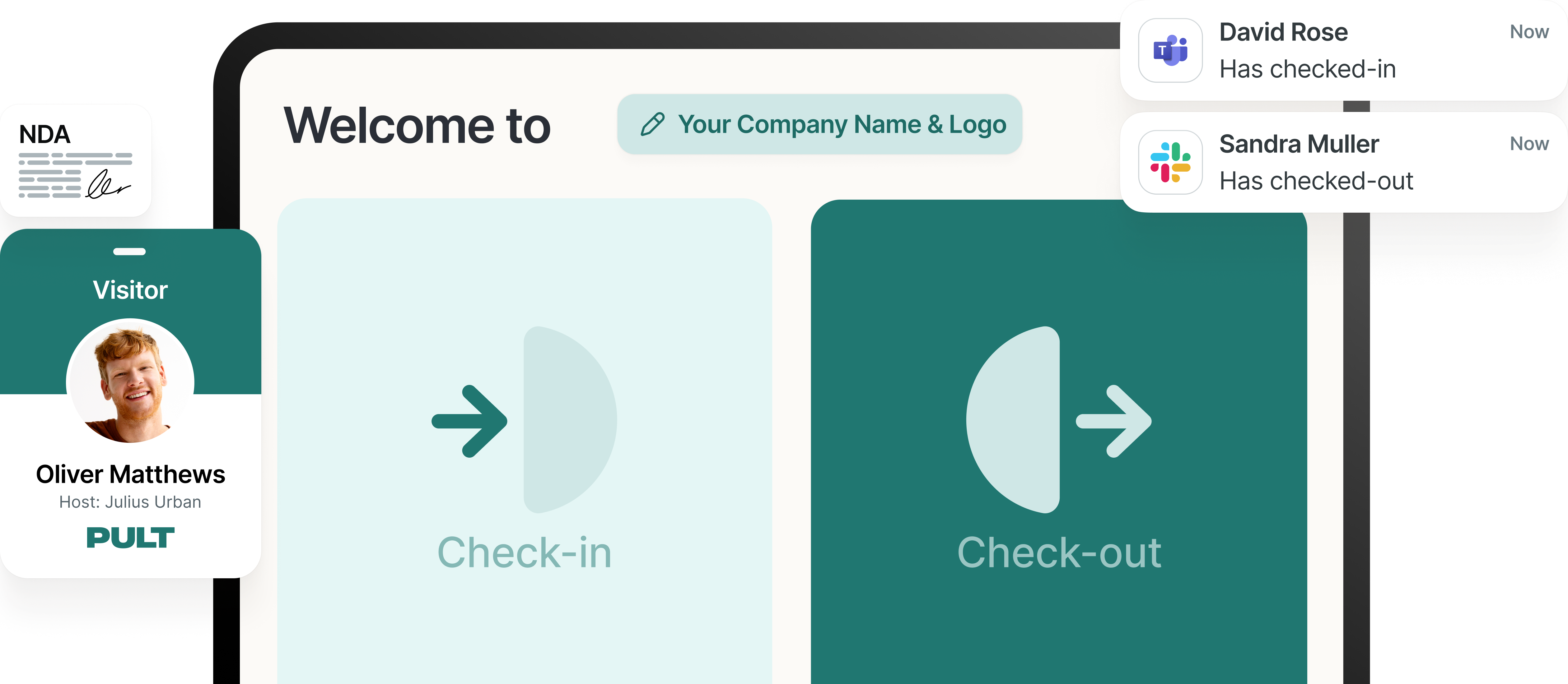 Visitor Management product view with illustrative data